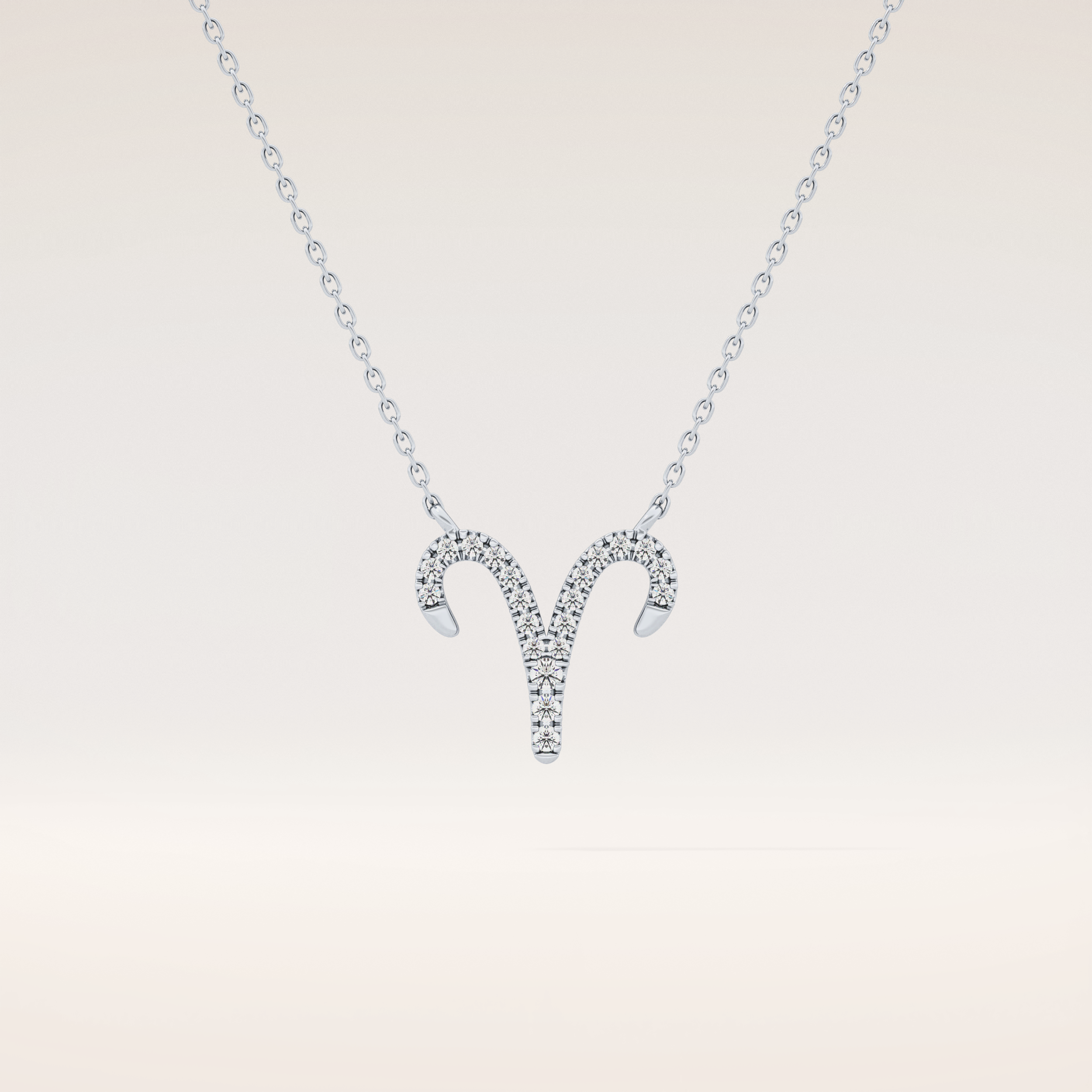 0.098 TCW Round Cut Moissanite Aries Zodiac Sign Necklace