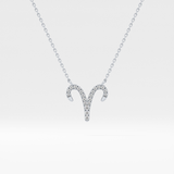 0.098 TCW Round Lab Grown Diamond Aries Zodiac Sign Necklace