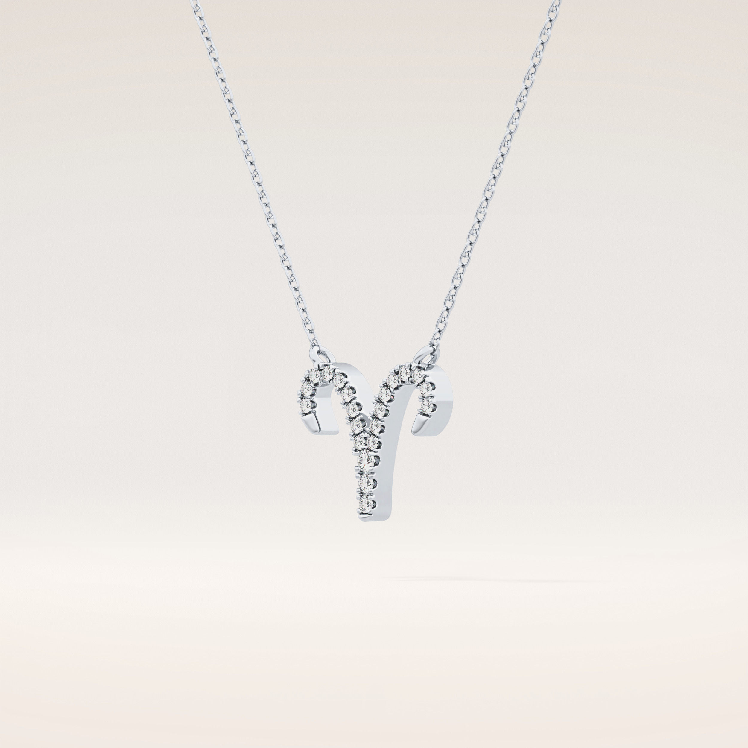 0.098 TCW Round Cut Moissanite Aries Zodiac Sign Necklace