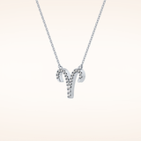 0.098 TCW Round Cut Moissanite Aries Zodiac Sign Necklace