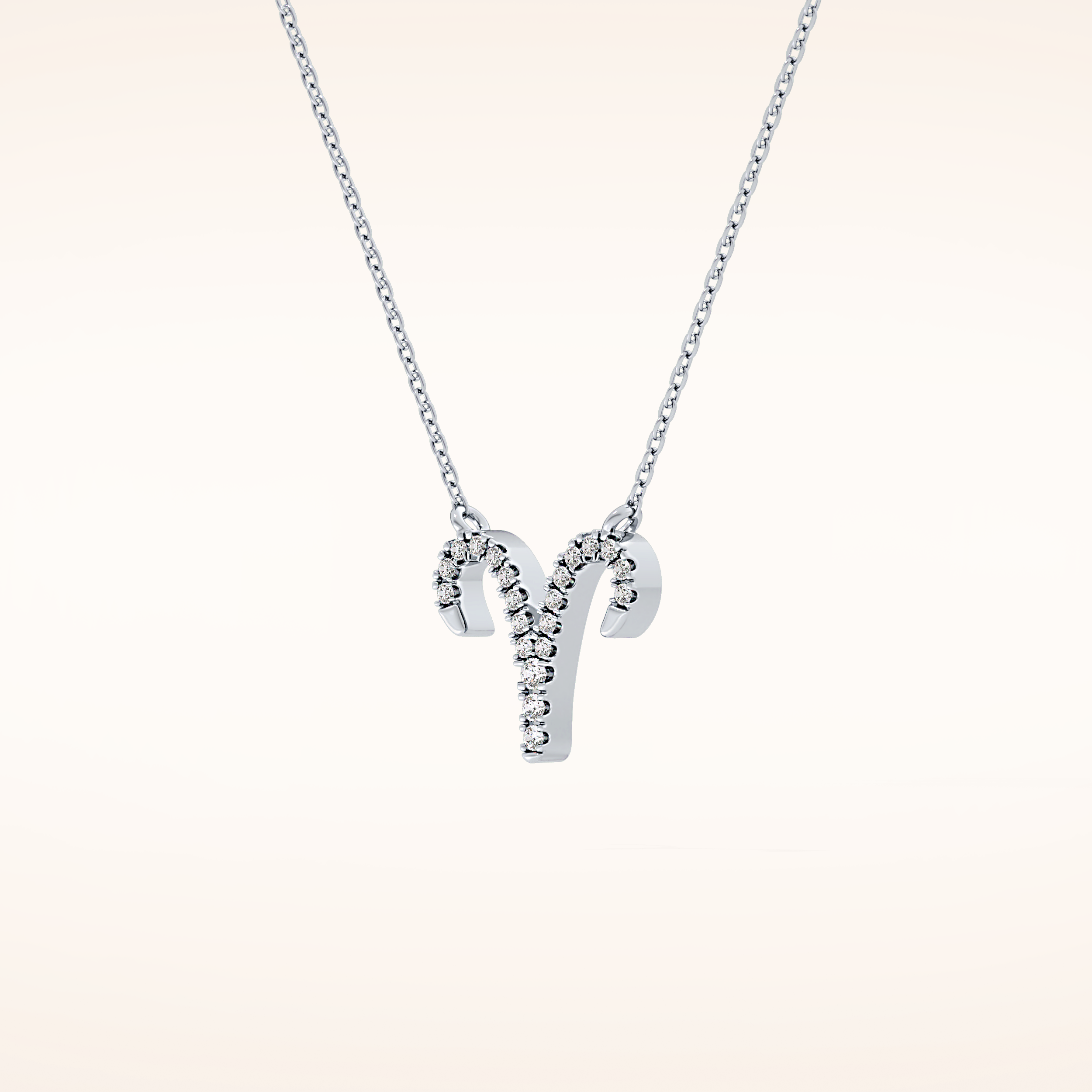 0.098 TCW Round Cut Moissanite Aries Zodiac Sign Necklace