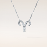 0.098 TCW Round Cut Moissanite Aries Zodiac Sign Necklace