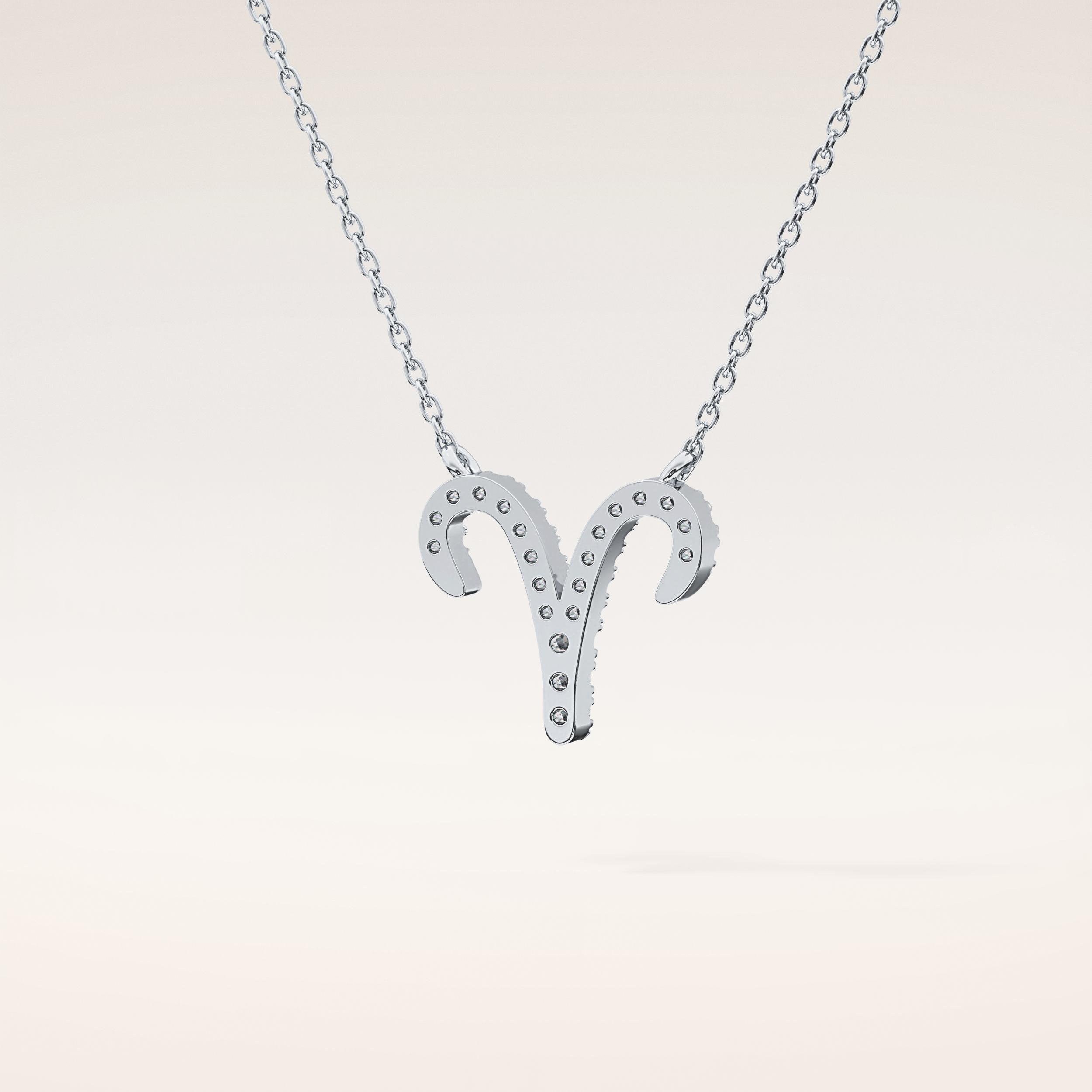 0.098 TCW Round Cut Moissanite Aries Zodiac Sign Necklace