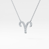 0.098 TCW Round Lab Grown Diamond Aries Zodiac Sign Necklace