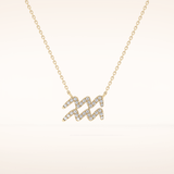 0.114 TCW Round Cut Moissanite Aquarius Zodiac Sign Necklace