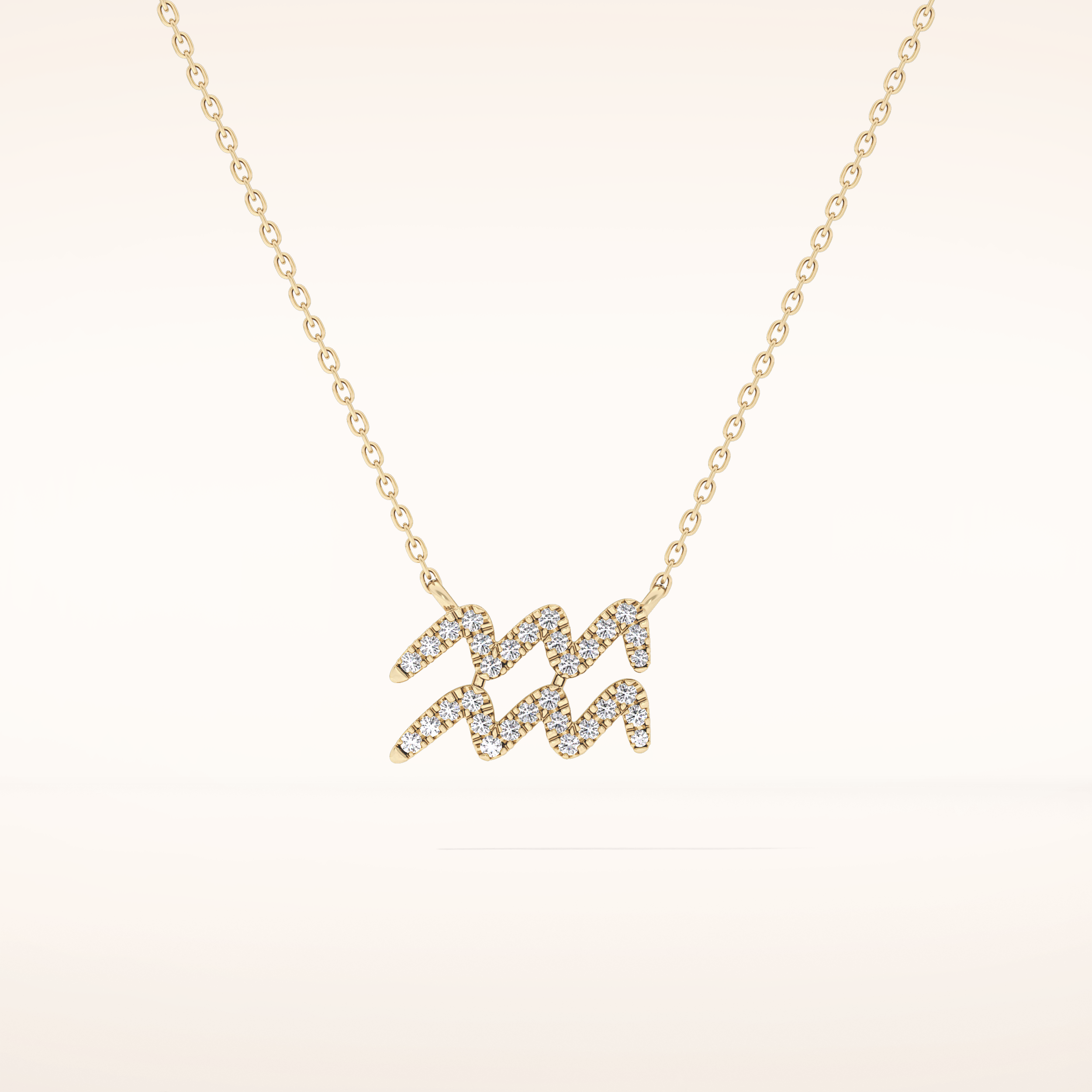 0.114 TCW Round Cut Moissanite Aquarius Zodiac Sign Necklace