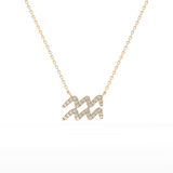 0.114 TCW Round Lab Grown Diamond Aquarius Zodiac Sign Necklace