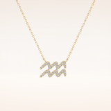 0.114 TCW Round Cut Moissanite Aquarius Zodiac Sign Necklace