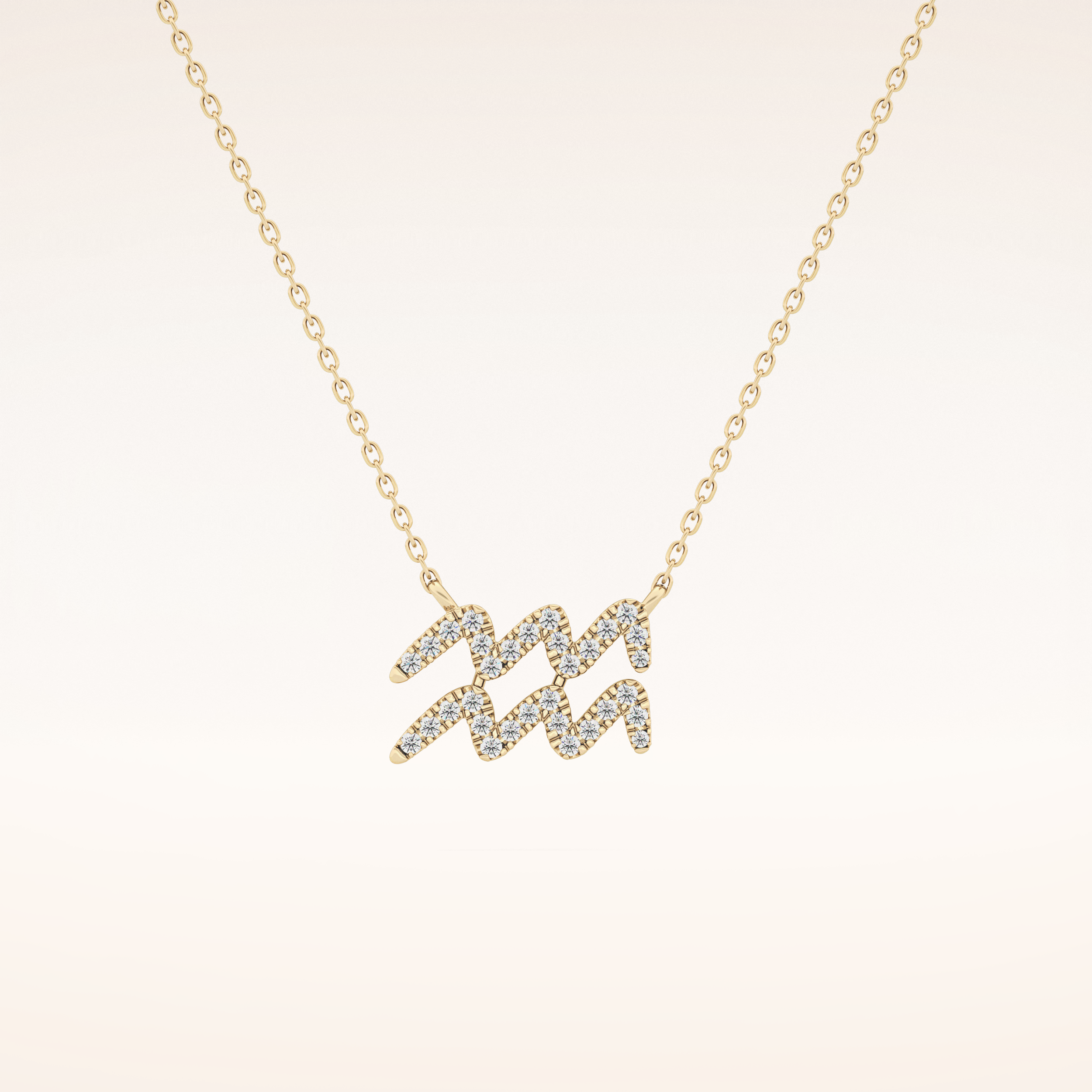 0.114 TCW Round Cut Moissanite Aquarius Zodiac Sign Necklace