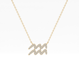 0.114 TCW Round Lab Grown Diamond Aquarius Zodiac Sign Necklace