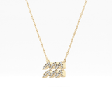 0.114 TCW Round Lab Grown Diamond Aquarius Zodiac Sign Necklace