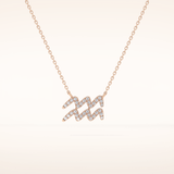 0.114 TCW Round Cut Moissanite Aquarius Zodiac Sign Necklace