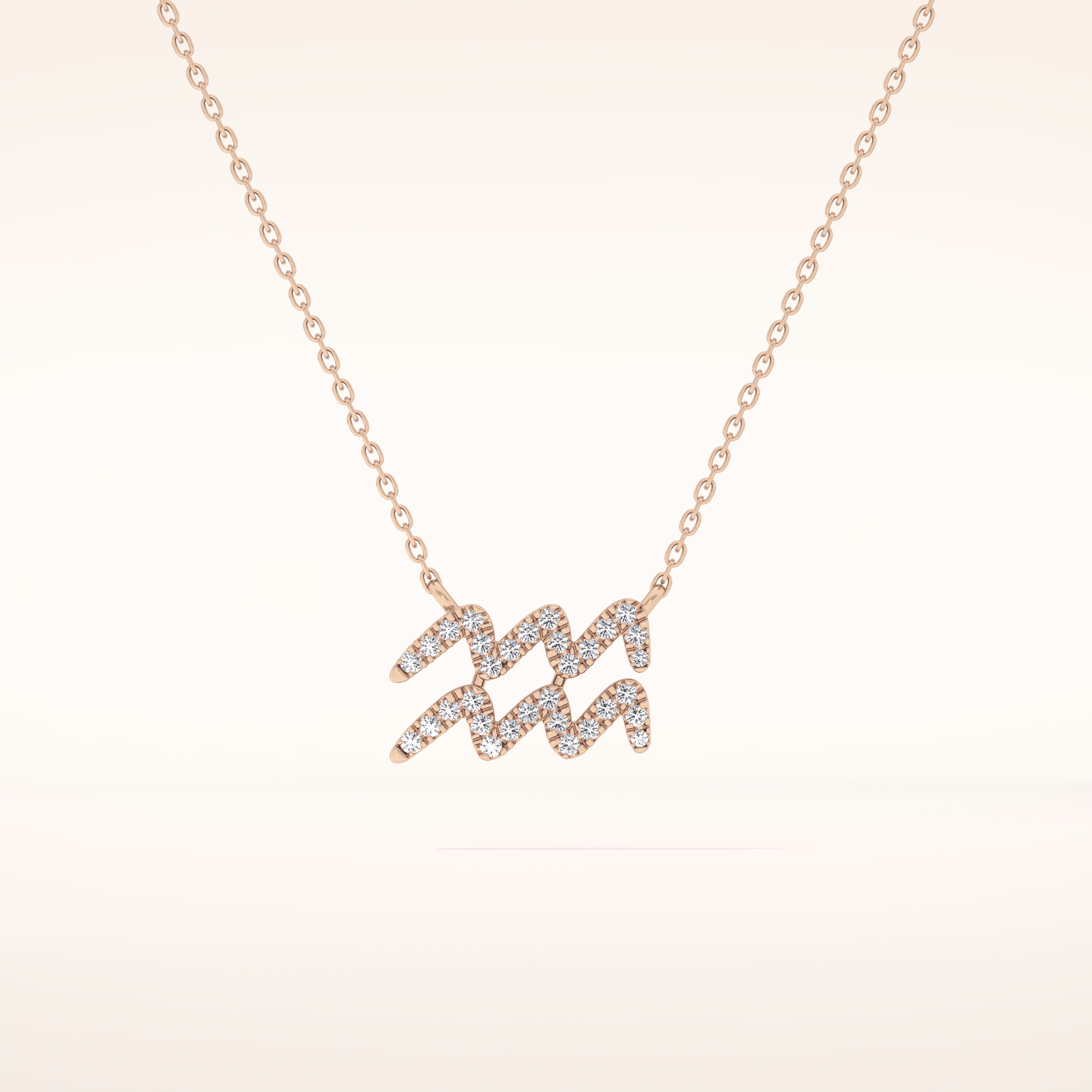 0.114 TCW Round Cut Moissanite Aquarius Zodiac Sign Necklace