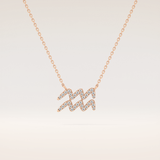 0.114 TCW Round Cut Moissanite Aquarius Zodiac Sign Necklace