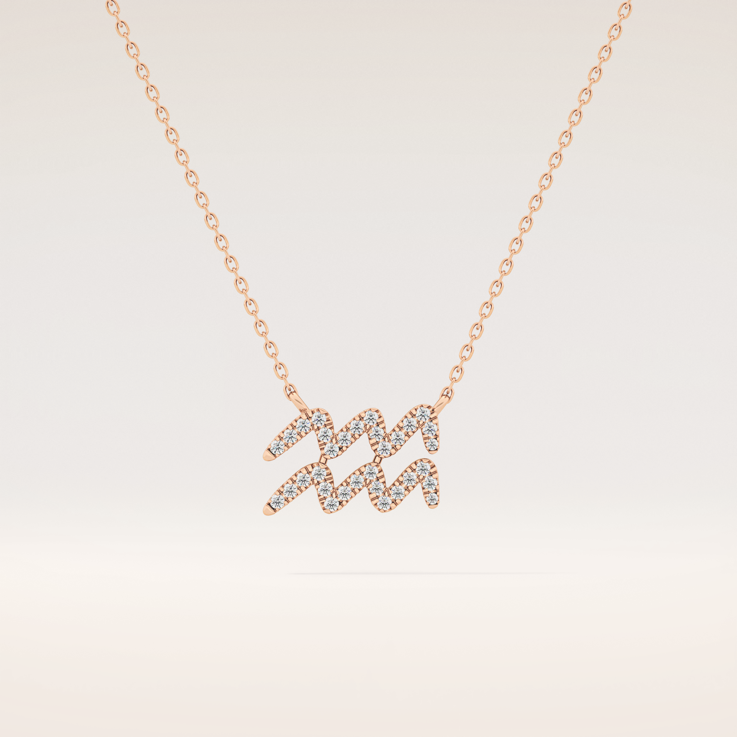 0.114 TCW Round Cut Moissanite Aquarius Zodiac Sign Necklace