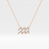 0.114 TCW Round Lab Grown Diamond Aquarius Zodiac Sign Necklace