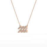 0.114 TCW Round Lab Grown Diamond Aquarius Zodiac Sign Necklace