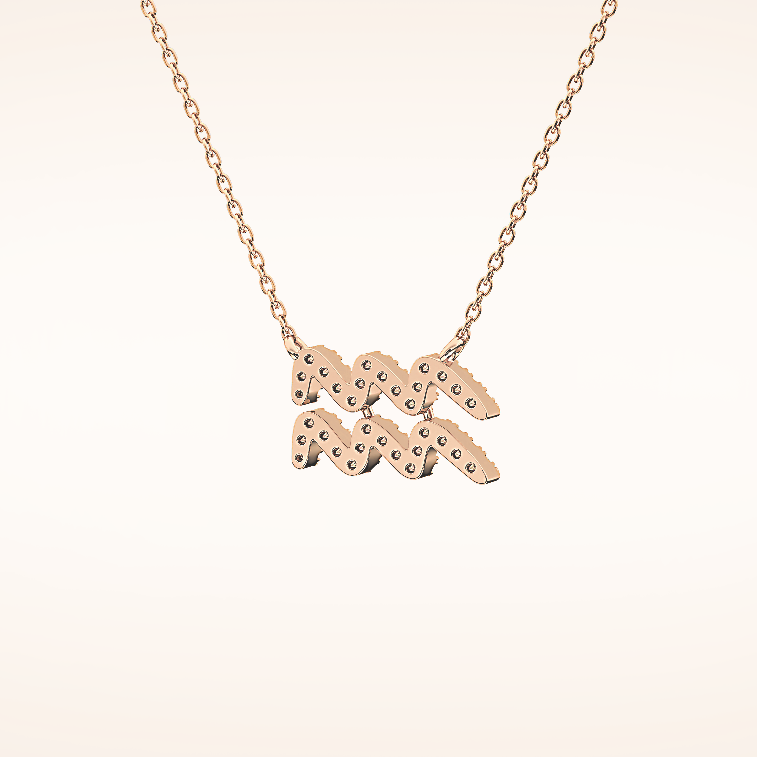 0.114 TCW Round Cut Moissanite Aquarius Zodiac Sign Necklace
