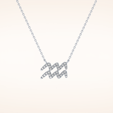 0.114 TCW Round Cut Moissanite Aquarius Zodiac Sign Necklace
