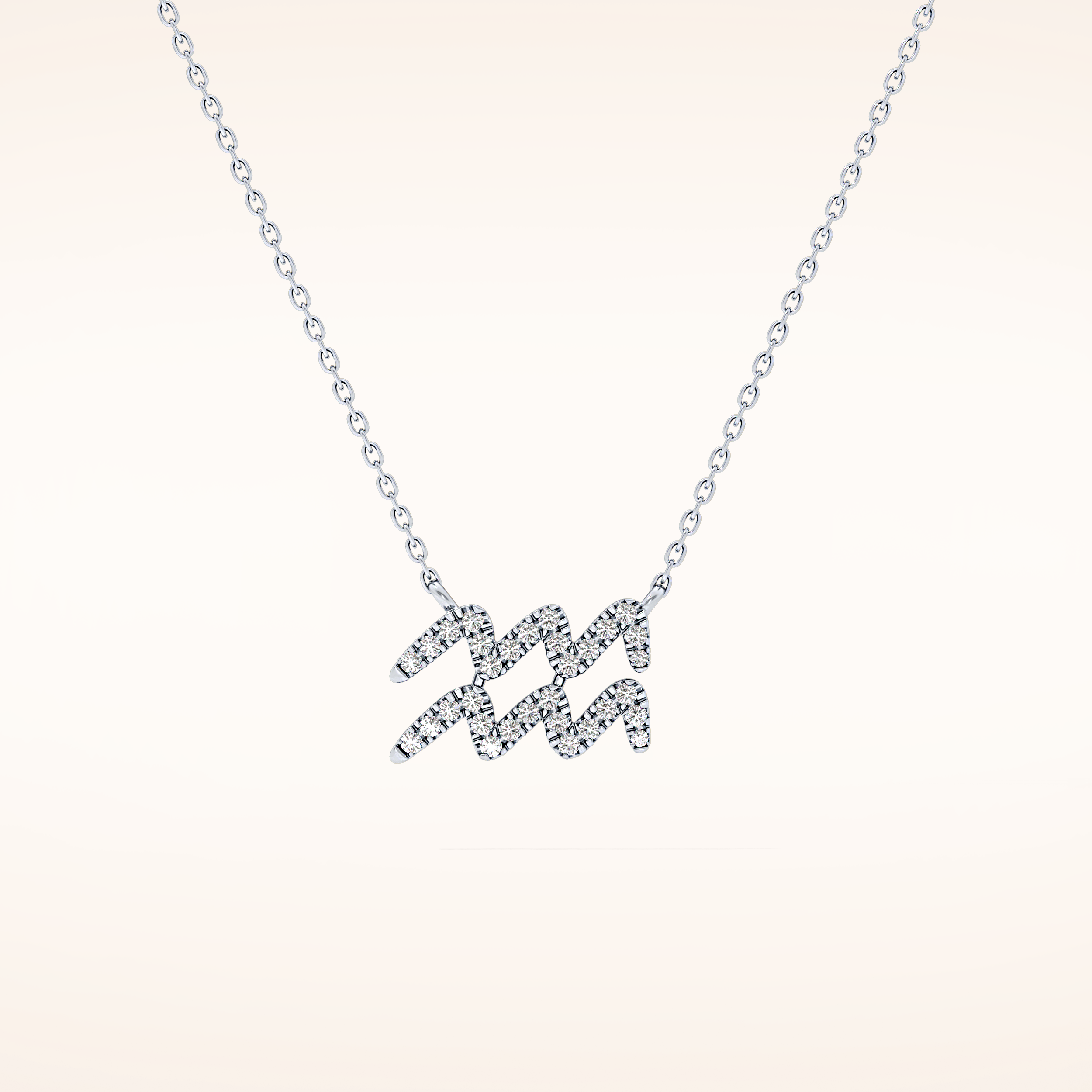 0.114 TCW Round Cut Moissanite Aquarius Zodiac Sign Necklace