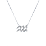 0.114 TCW Round Lab Grown Diamond Aquarius Zodiac Sign Necklace