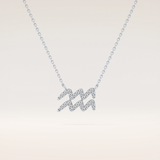 0.114 TCW Round Cut Moissanite Aquarius Zodiac Sign Necklace