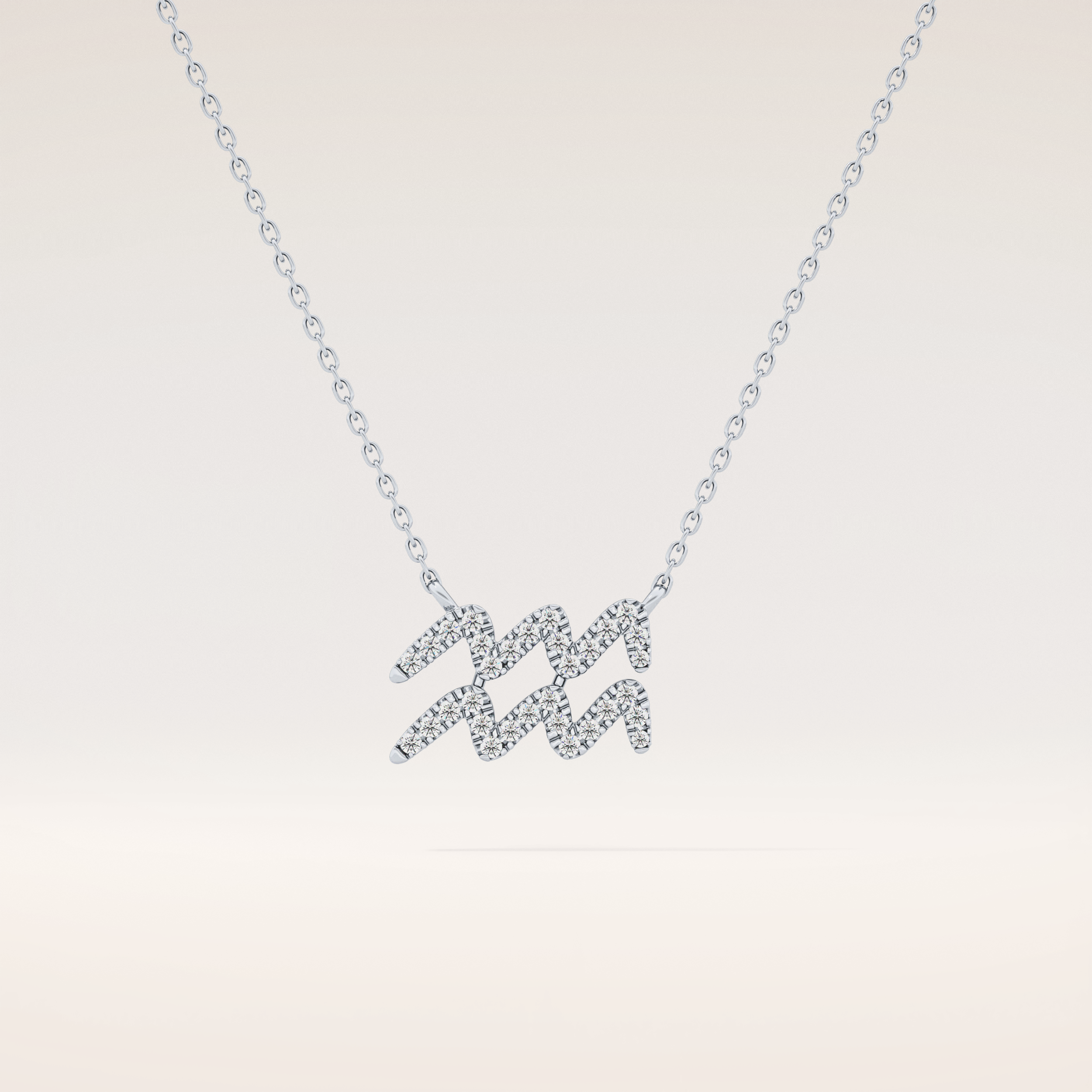0.114 TCW Round Cut Moissanite Aquarius Zodiac Sign Necklace