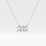 0.114 TCW Round Lab Grown Diamond Aquarius Zodiac Sign Necklace