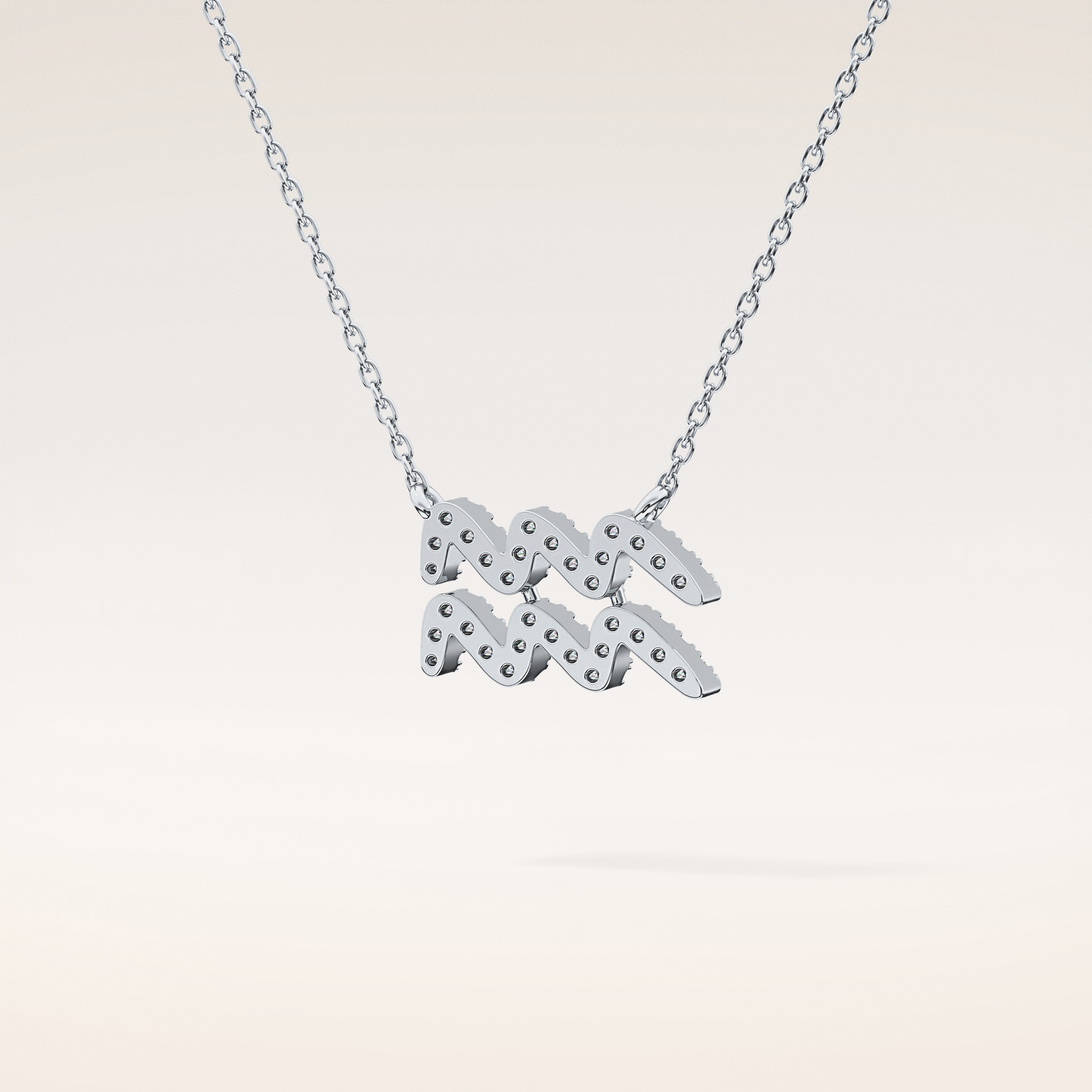 0.114 TCW Round Cut Moissanite Aquarius Zodiac Sign Necklace