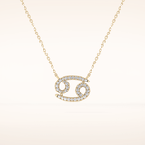 0.175 TCW Round Cut Moissanite Cancer Zodiac Sign Necklace