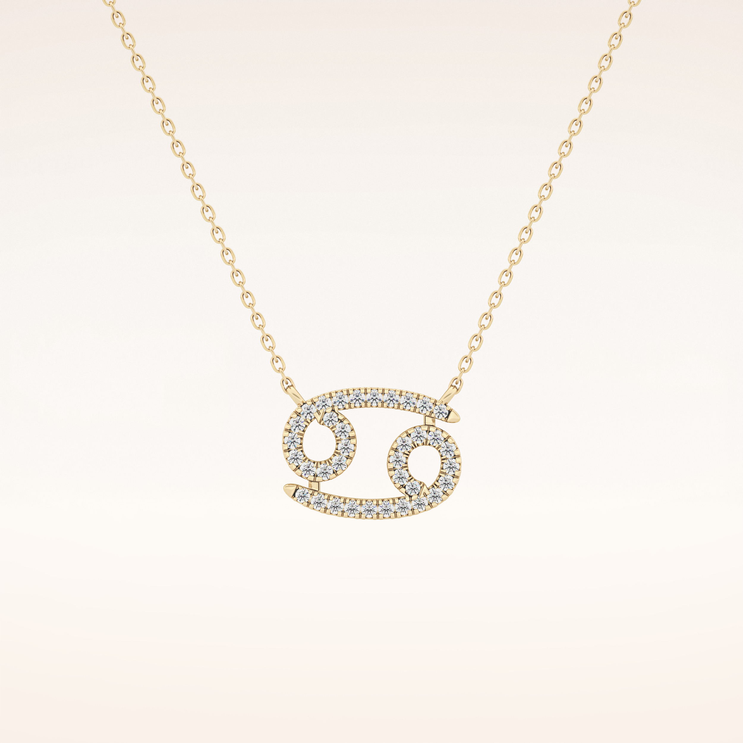 0.175 TCW Round Cut Moissanite Cancer Zodiac Sign Necklace