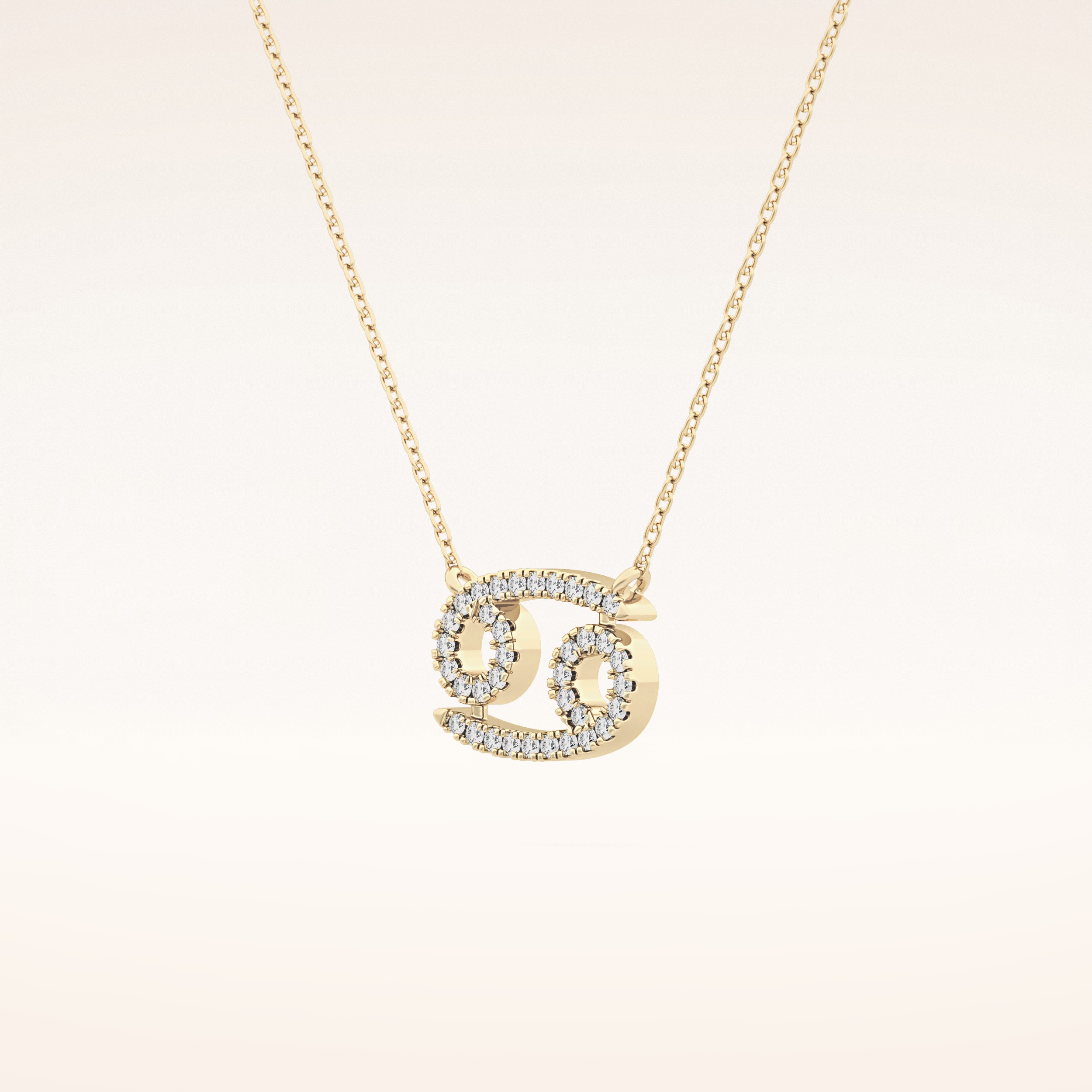 0.175 TCW Round Cut Moissanite Cancer Zodiac Sign Necklace