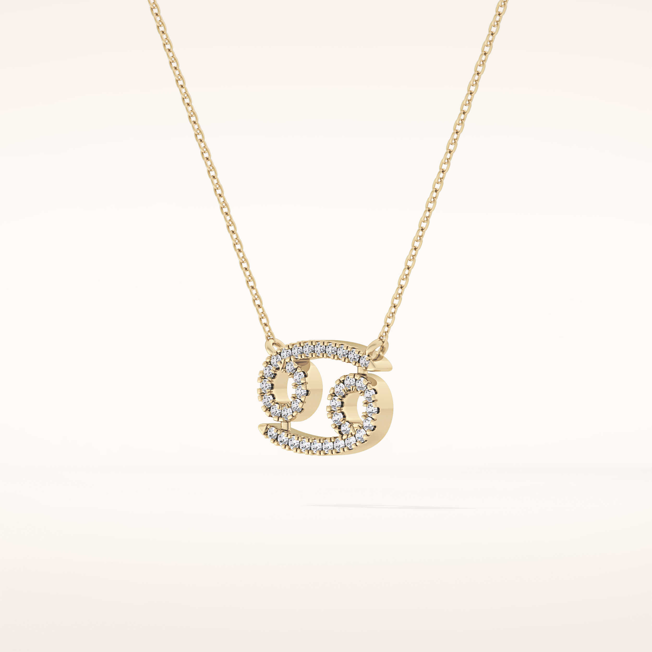 0.175 TCW Round Cut Moissanite Cancer Zodiac Sign Necklace