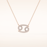 0.175 TCW Round Cut Moissanite Cancer Zodiac Sign Necklace