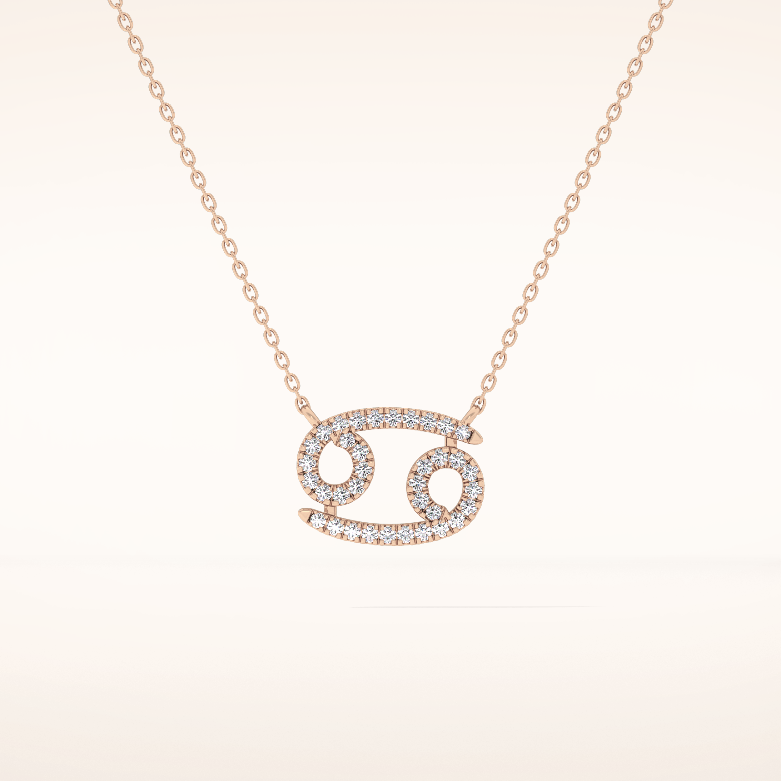 0.175 TCW Round Cut Moissanite Cancer Zodiac Sign Necklace