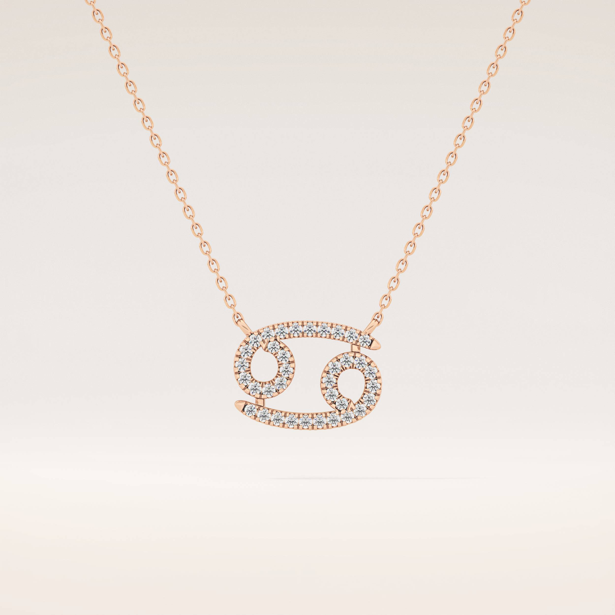 0.175 TCW Round Cut Moissanite Cancer Zodiac Sign Necklace