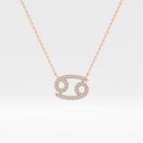 0.175 TCW Round Lab Grown Diamond Cancer Zodiac Sign Necklace