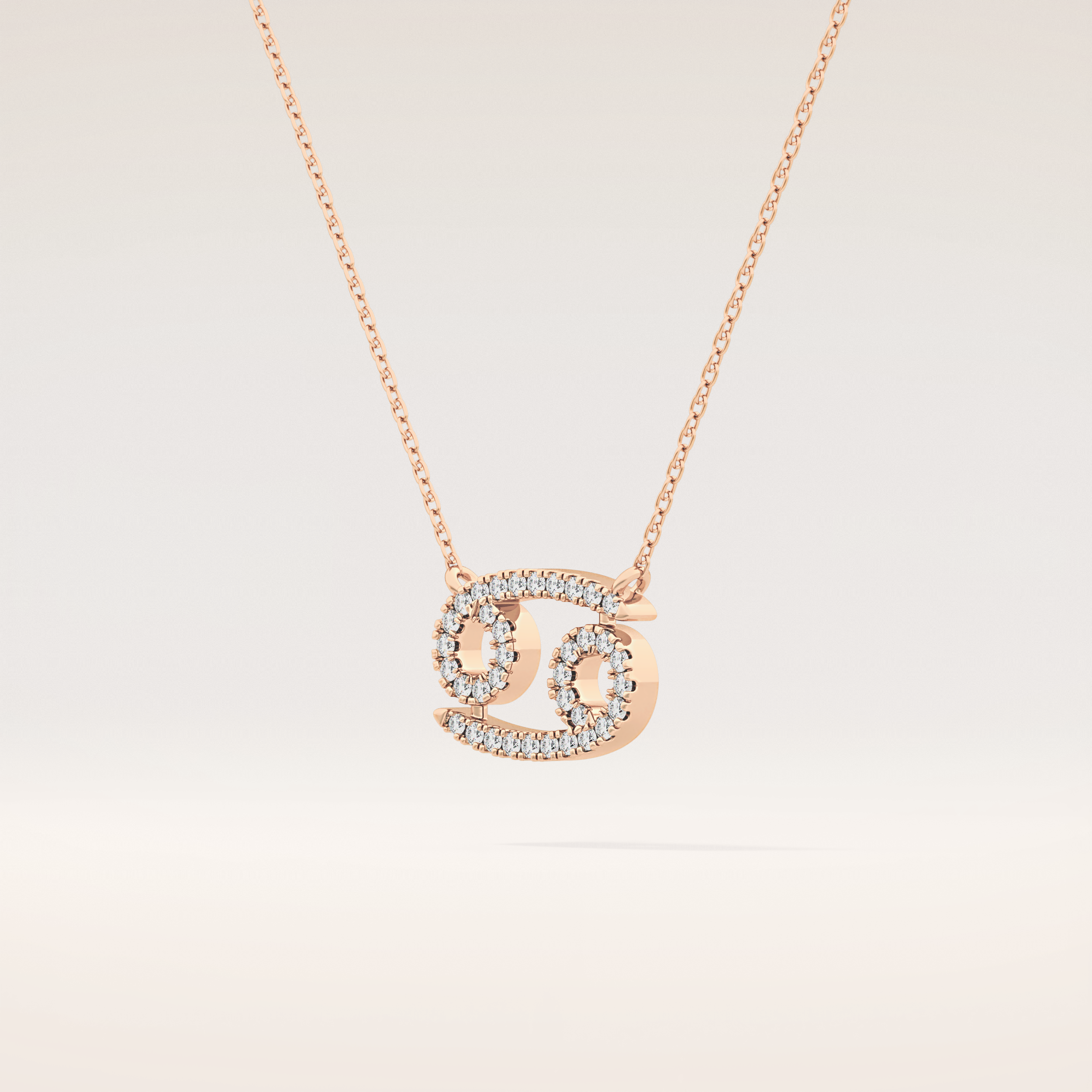 0.175 TCW Round Cut Moissanite Cancer Zodiac Sign Necklace