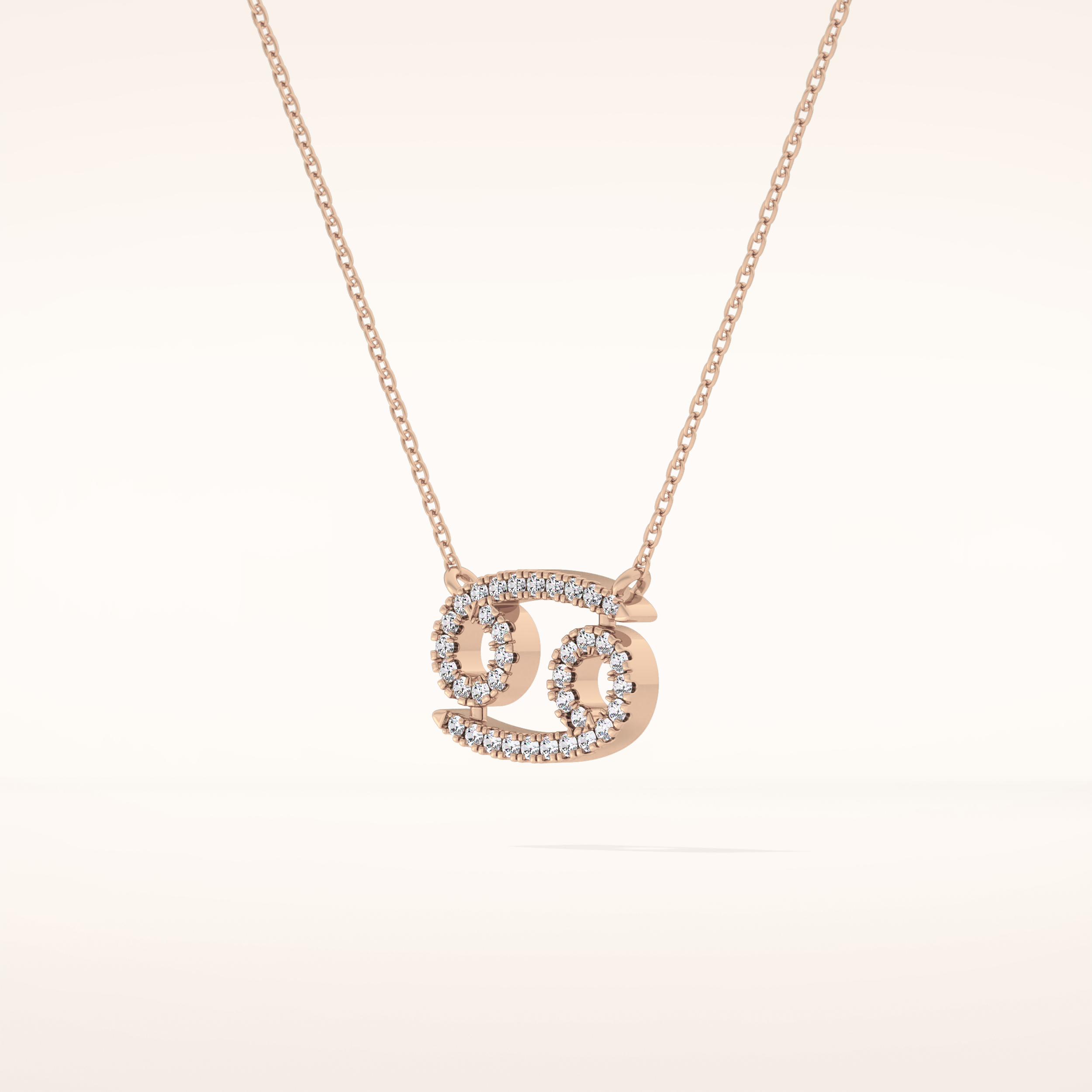 0.175 TCW Round Cut Moissanite Cancer Zodiac Sign Necklace