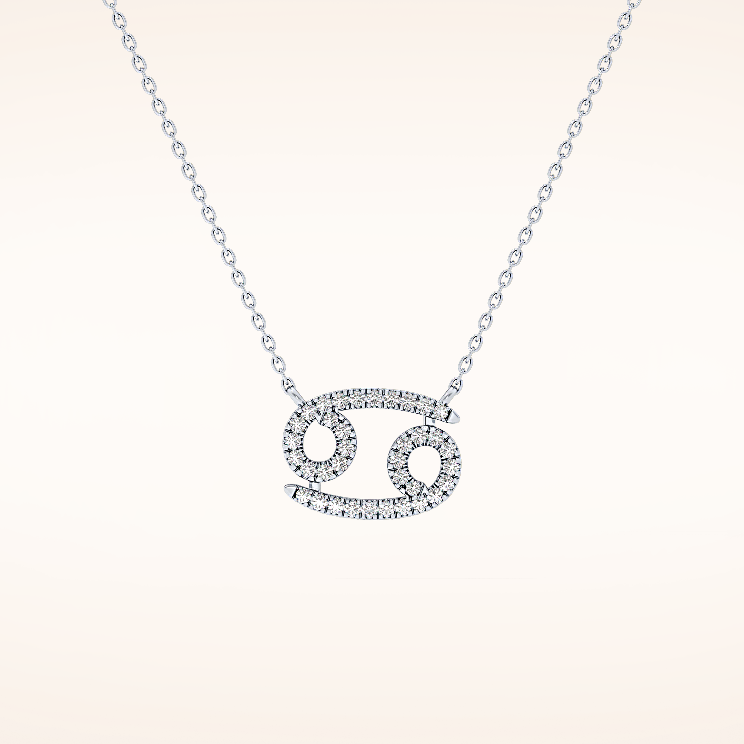 0.175 TCW Round Cut Moissanite Cancer Zodiac Sign Necklace