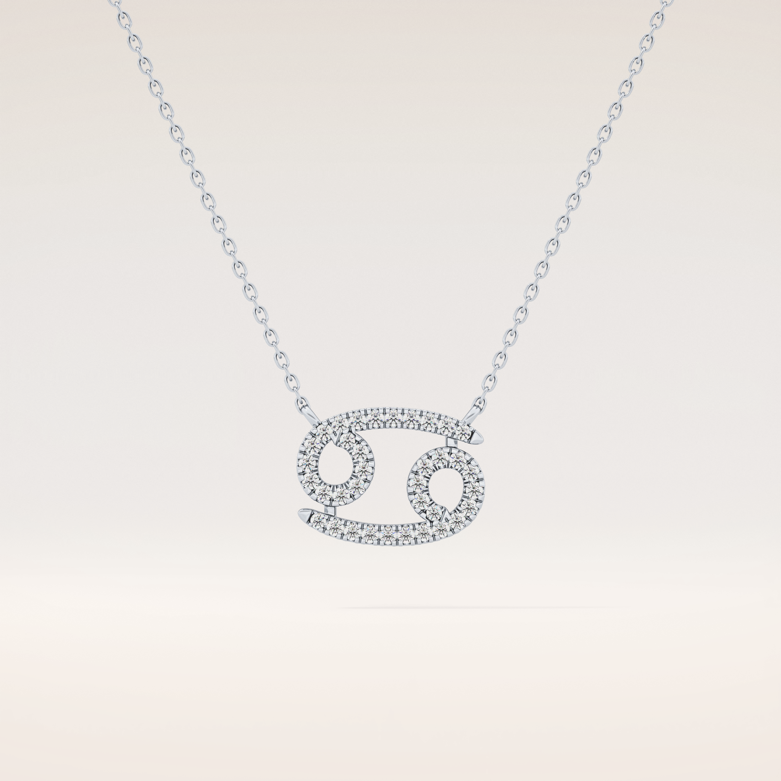 0.175 TCW Round Cut Moissanite Cancer Zodiac Sign Necklace
