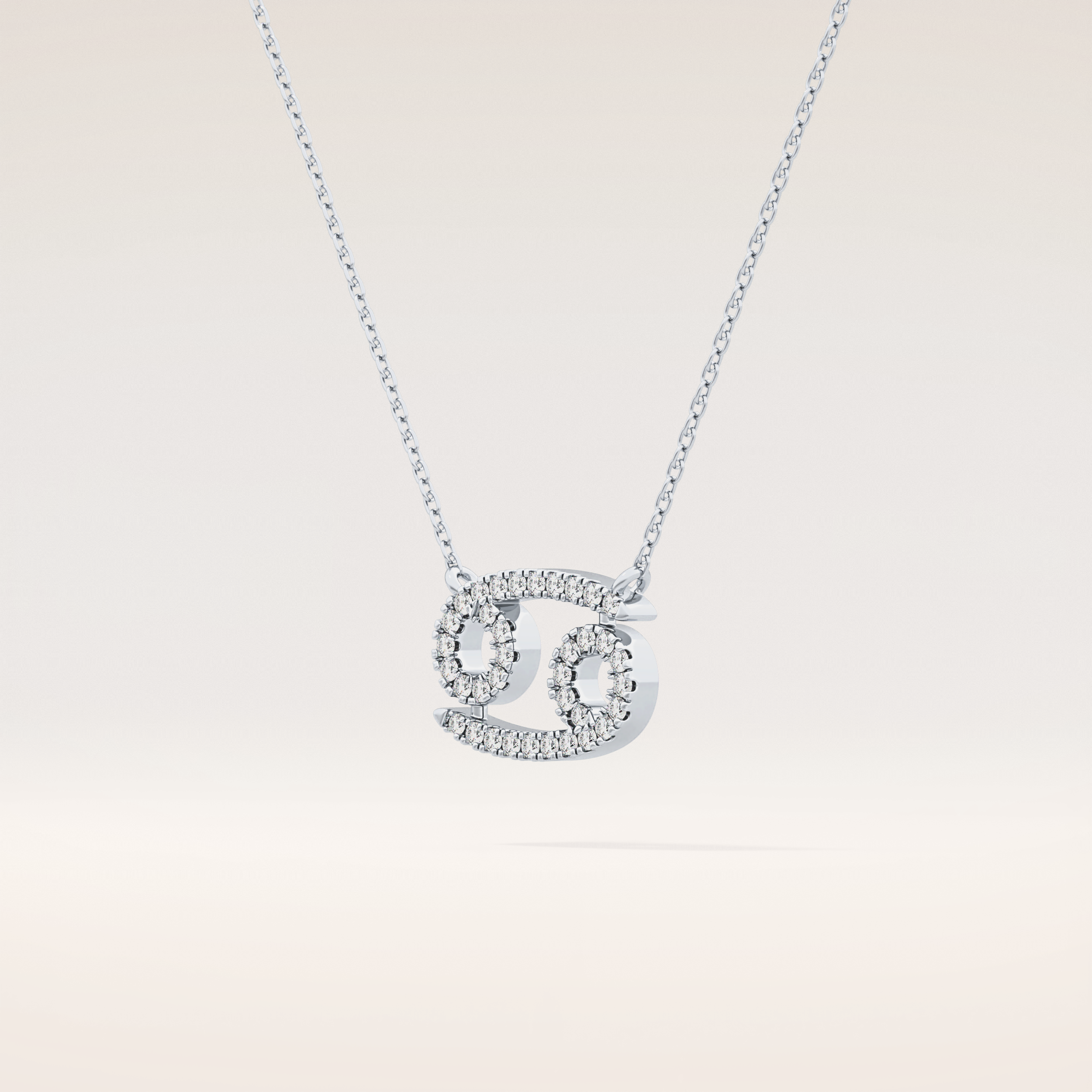 0.175 TCW Round Cut Moissanite Cancer Zodiac Sign Necklace