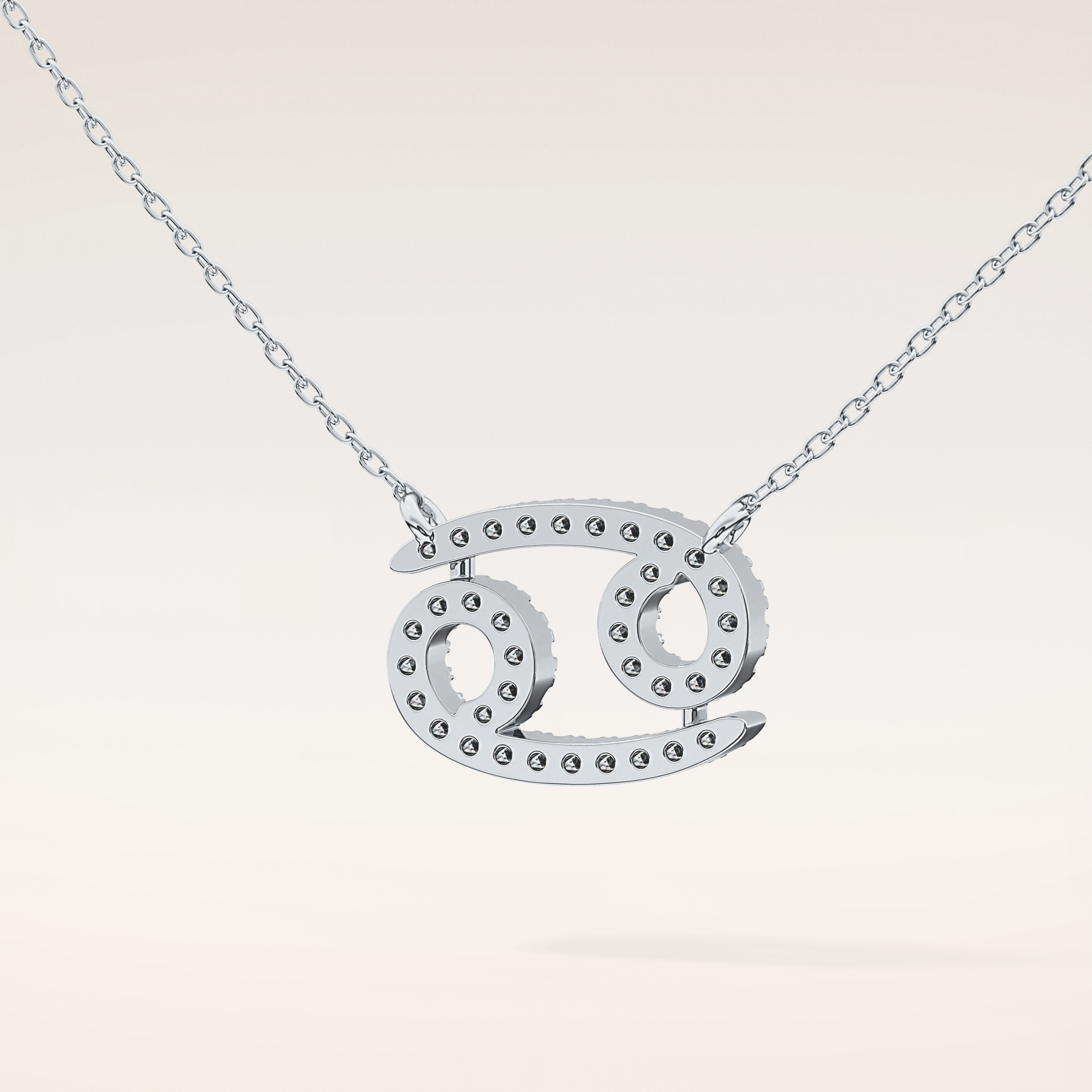 0.175 TCW Round Cut Moissanite Cancer Zodiac Sign Necklace