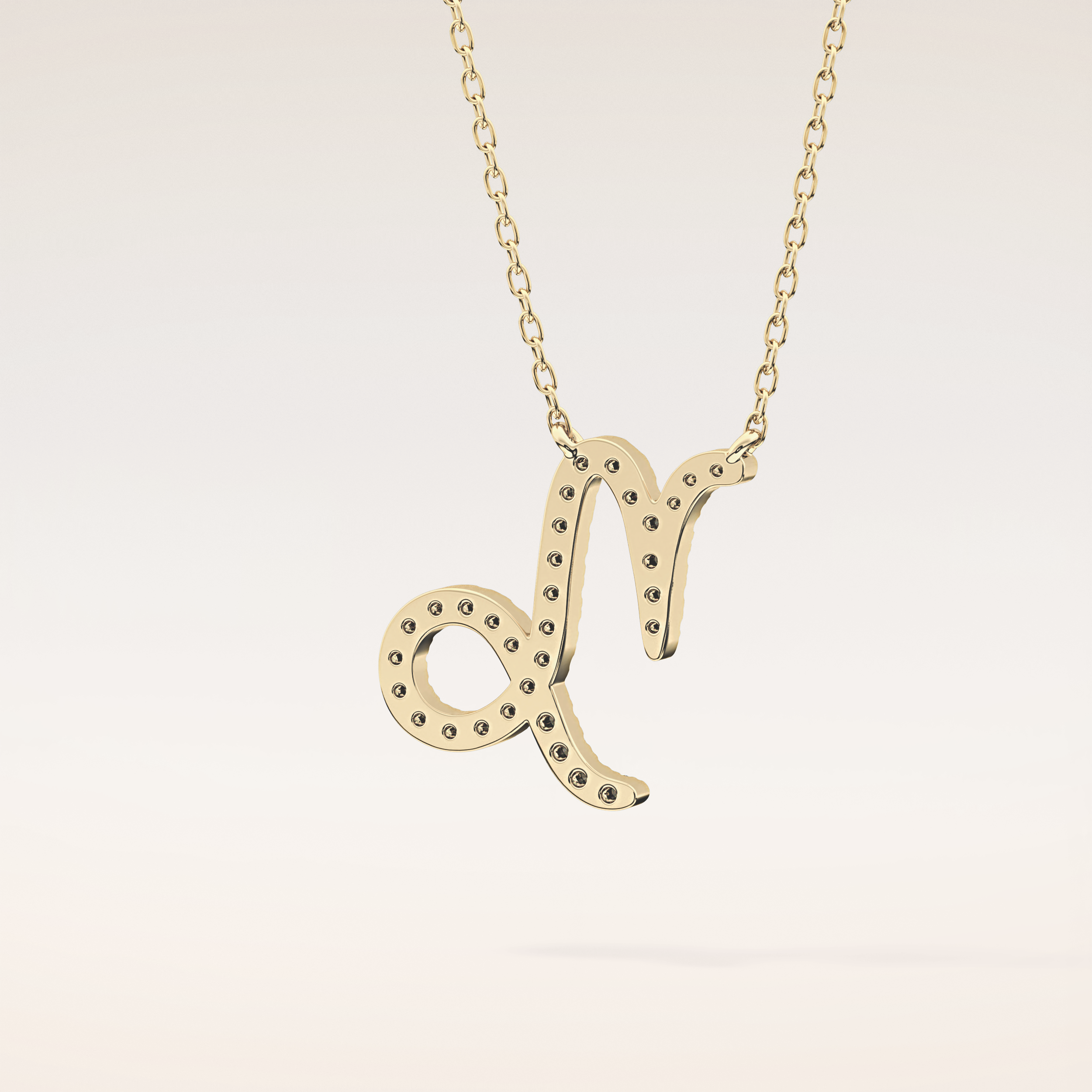 0.108 TCW Round Cut Moissanite Capricorn Zodiac Sign Necklace
