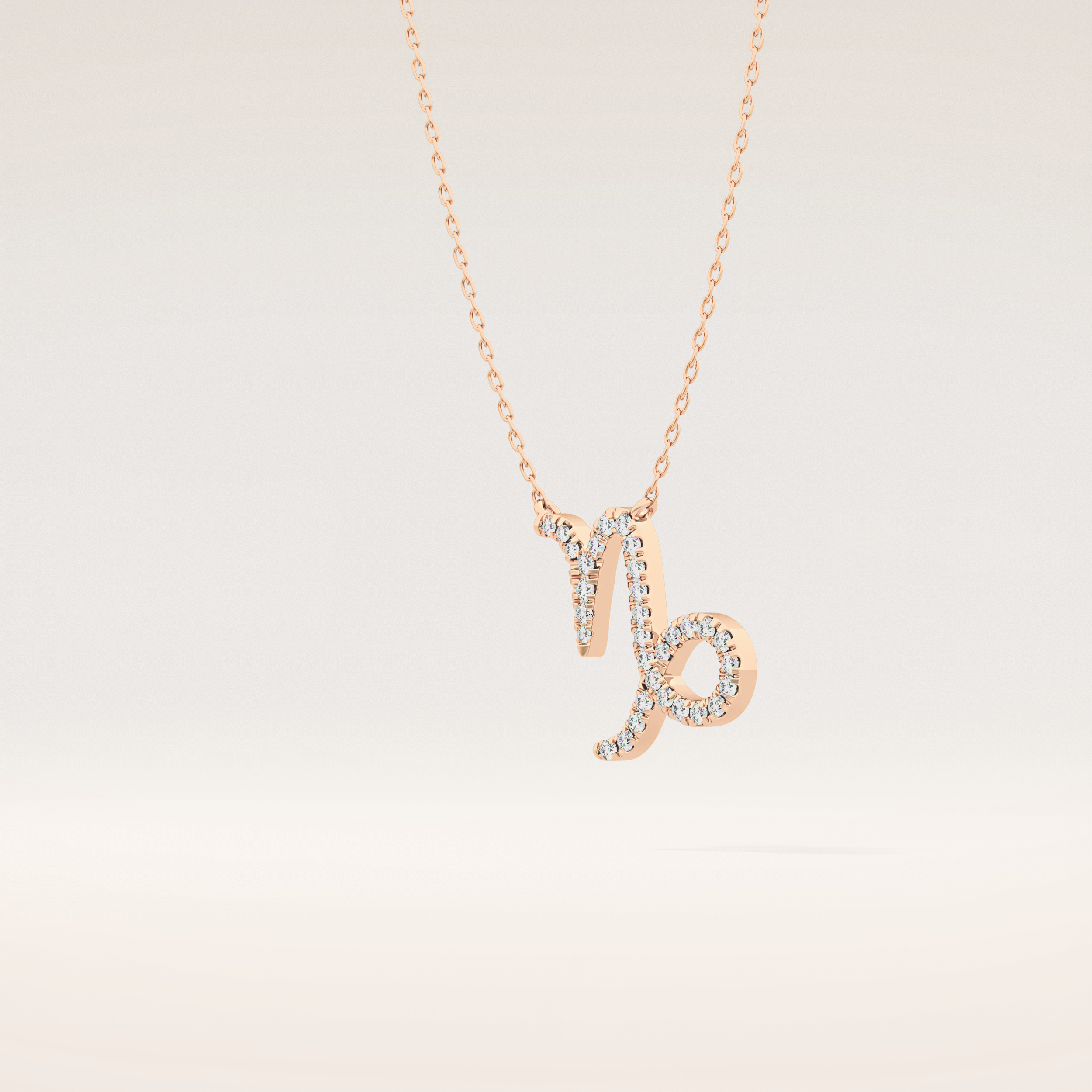 0.108 TCW Round Cut Moissanite Capricorn Zodiac Sign Necklace