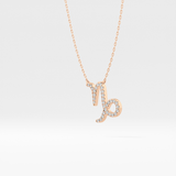 0.108 TCW Round Lab Grown Diamond Capricorn Zodiac Sign Necklace