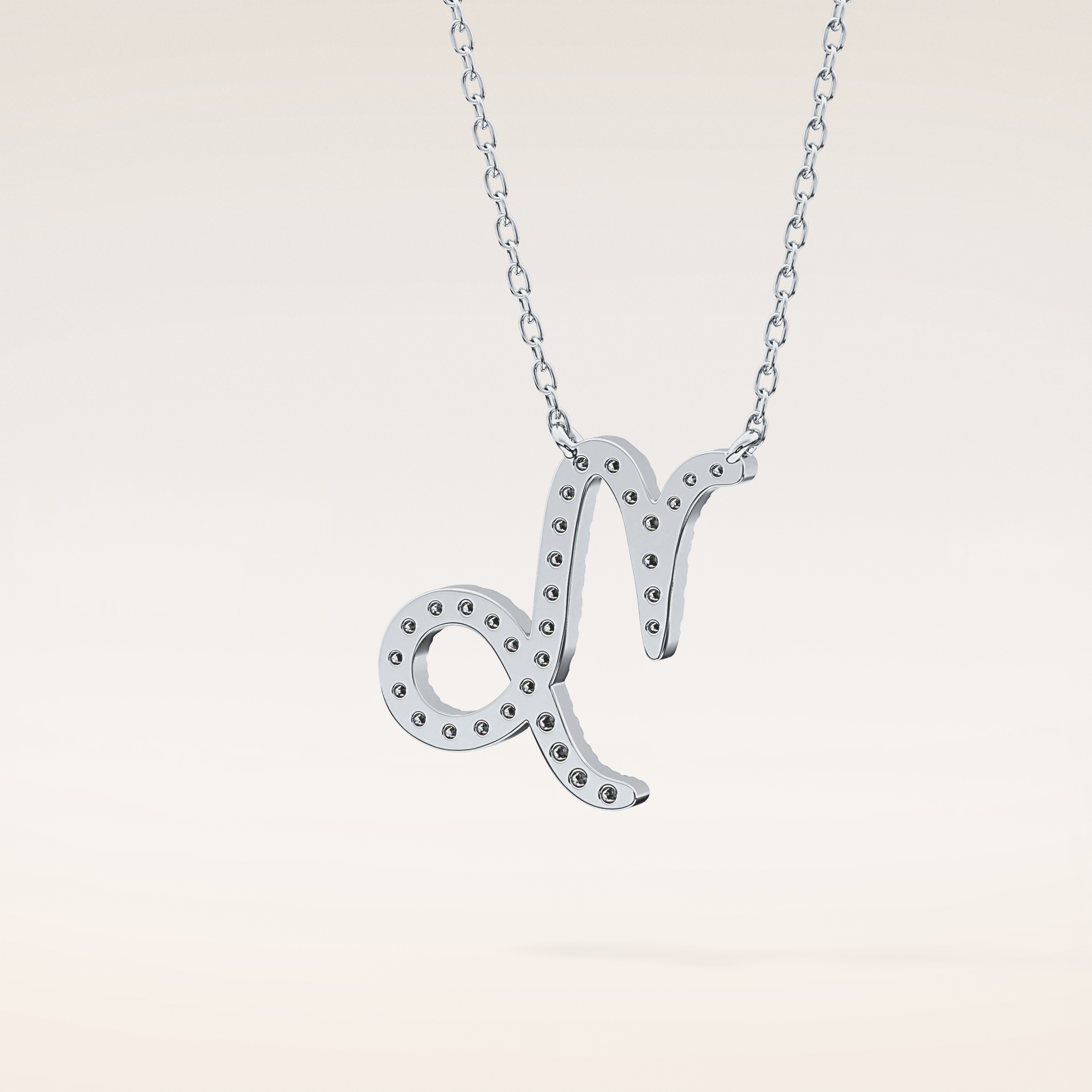 0.108 TCW Round Cut Moissanite Capricorn Zodiac Sign Necklace