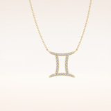 0.13 TCW Round Cut Moissanite Gemini Zodiac Sign Necklace