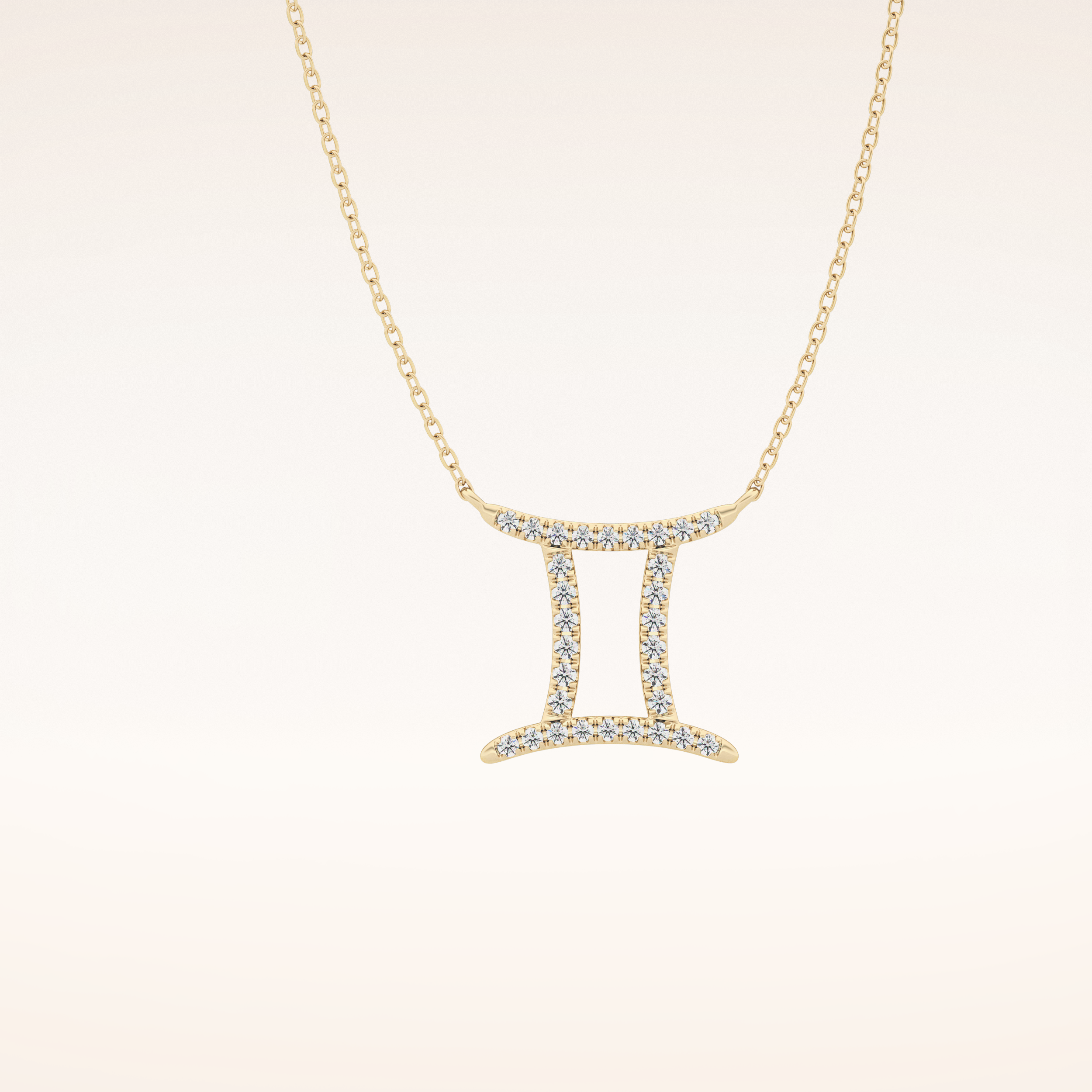0.13 TCW Round Cut Moissanite Gemini Zodiac Sign Necklace