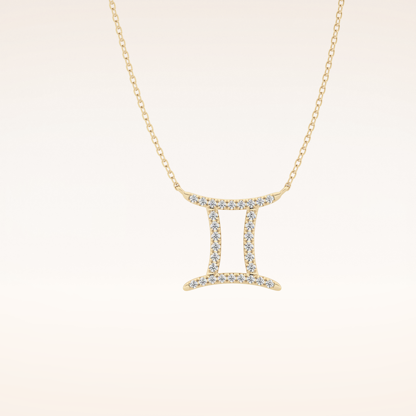 0.13 TCW Round Cut Moissanite Gemini Zodiac Sign Necklace